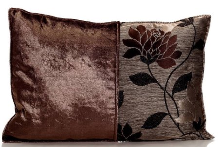 Yastıkminder Kadife Tafta Dokuma Patchwork Kahve Dekoratif Yastık resmi