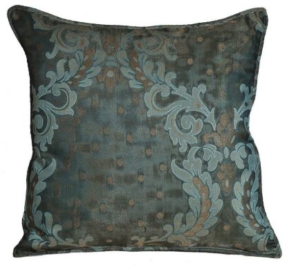 Yastıkminder Turkuaz Karanfil Desenli Tafta Yastık Kılıfı resmi