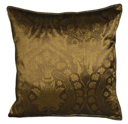 Yastıkminder Tafta Haki Bej Osmanlı Damask Ottoman Desen Yastık Kılıfı resmi