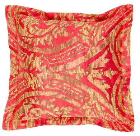 Yastıkminder Tafta Kırmızı Sarı Osmanlı Karanfil Kaftan Kulaklı Dekoratif Yastık Kılıfı resmi