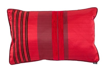 Resim Yastıkminder Tafta Kırmızı Bordo Şönil Çizgili Dekoratif Yastık Kılıfı