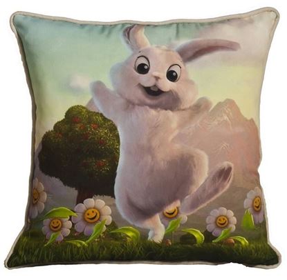 Resim Yastıkminder Polyester Kumaş Dijital Tavşanlı Baskılı Yastık