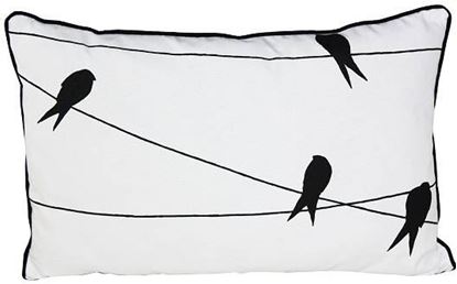 Resim Yastıkminder Koton Siyah Beyaz Teldeki Kuş Motifli Yastık