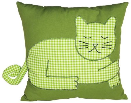 Yastıkminder Koton Yeşil Piyedepul Kedi  Dekoratif Yastık resmi