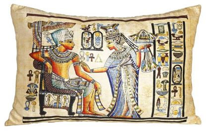 Resim Yastıkminder Kadife Sarı Papirus Tahtta Firavun Dijital Baskı Büyük Dekoratif Yastık