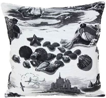 Resim Yastıkminder Koton Siyah Beyaz Deniz Figürlü Dekoratif Yastık