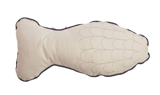 resm Yastıkminder Koton Beyaz Pul Nakışlı Balık Yastık