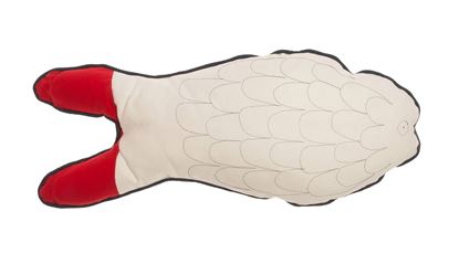 Resim Yastıkminder Koton Beyaz  Kuyruk Kırmızı Pul Nakışlı Balık Yastık