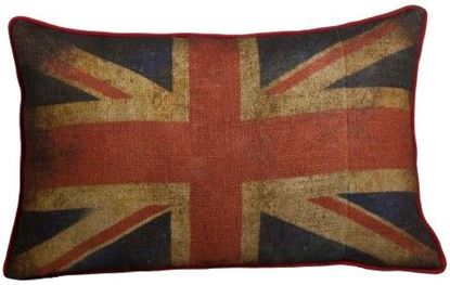 Resim Yastıkminder Jüt Kumaş İngiliz Bayrak Desenli Dikdörtgen Yastık