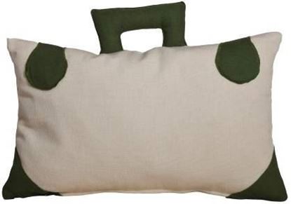Resim Yastıkminder Keten Ekru Koton Yeşil Saplı Çanta Yastık