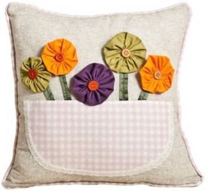 Resim Yastıkminder Koton Renkli Çiçek Sepetli Yastık
