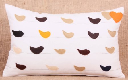 Yastıkminder Koton Polyester Kalpler Kuşlar Keçe Aplike Dekoratif Yastık resmi
