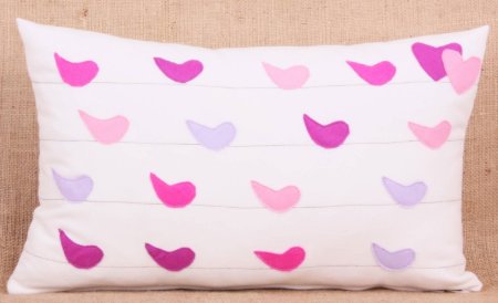 Yastıkminder Koton Polyester Kuşlar Keçe Aplike Dekoratif Yastık resmi