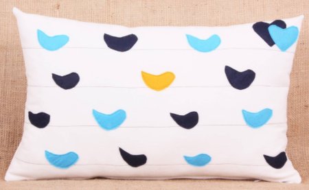 Yastıkminder Koton Polyester Kuşlar Keçe Aplike Dekoratif Yastık resmi