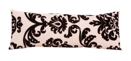 YASTIKMİNDER KETEN SIYAH DAMASK FLOK BASKI DEKORATIF YASTIK KILIFI resmi