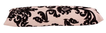 YASTIKMİNDER KETEN SIYAH DAMASK FLOK BASKI DEKORATIF YASTIK KILIFI resmi