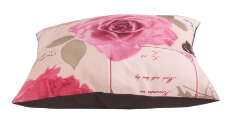 Koton Bej Füme Pembe Gül  Baskılı Dekoratif Yastık Kılıfı resmi