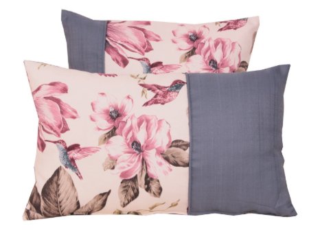 Koton Polyester Mavi Ekru Çiçekli Yastık Kılıfı resmi