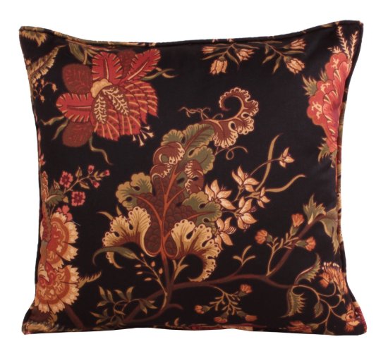 YASTIKMİNDER KOTON SİYAH ZEMİN SARI TABA ÇİÇEKLER DEKORATİF KIRLENT YASTIK KILIFI resmi