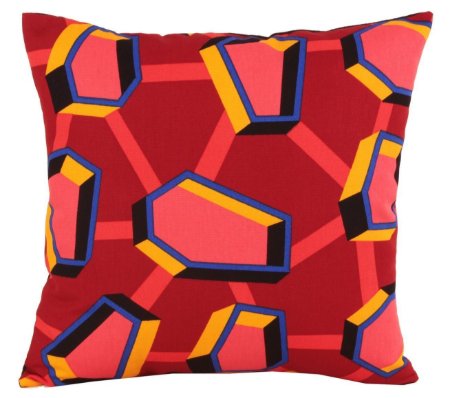 Koton Oranj Bordo Siyah Geometrik Desen Dekoratif Yastık Kılıfı resmi