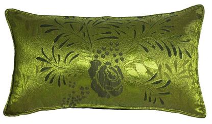 Resim Yastıkminder Tafta Fıstık Yeşil Gül Yaprak Desen Dikdörtgen Yastık