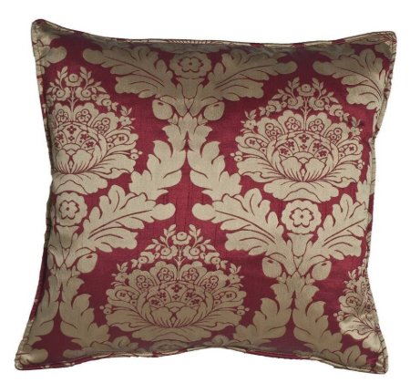 Yastıkminder Tafta Kırmızı Bej Ottoman Osmanlı Damask Kaftan Yastık Kılıfı resmi