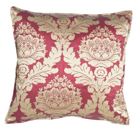 Yastıkminder Tafta Kırmızı Bej Ottoman Osmanlı Damask Kaftan Yastık Kılıfı resmi