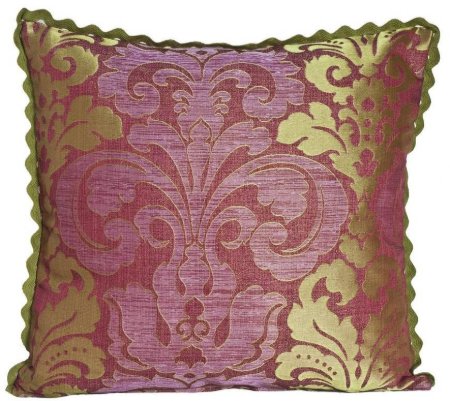 Yastıkminder Tafta Pembe Fıstık Sutaşılı Damask Desen Yastık kılıfı resmi