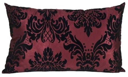 Yastıkminder Tafta Siyah Bordo Ottoman Damask Desen Bordo Dekoratif Yastık resmi