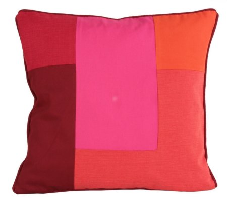 Koton Kırmızı Bordo Tetris  Patchwork Dekoratif Yastık Kılıfı resmi