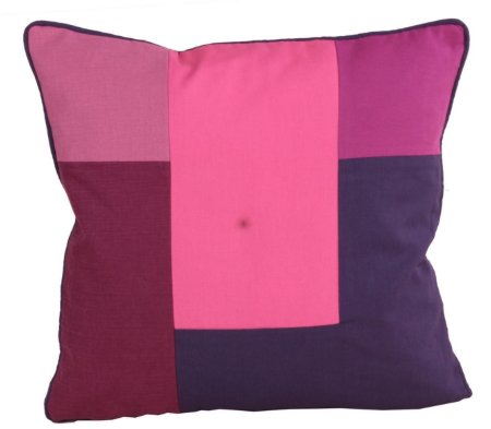Koton Mürdüm Pembe Tetris  Patchwork Dekoratif Yastık Kılıfı resmi