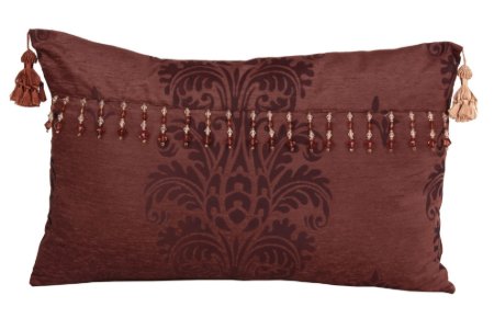 Koton Şönil Kahve Damask Ottoman Saraylı Dekoratif Yastık Kılıfı resmi