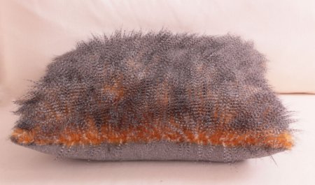 Peluş Keten Kum Sarı Gri Dekoratif Yastık resmi