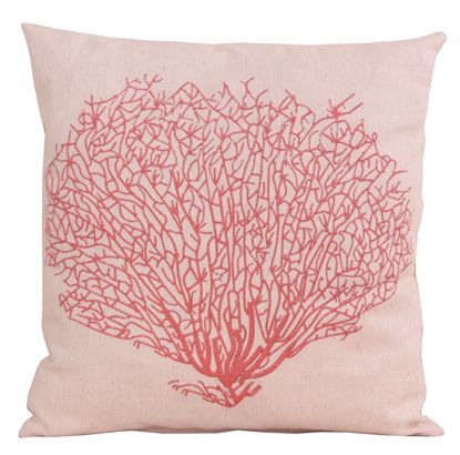 Resim Keten Polyester Kırmızı Kum Mercan Figürlü Dijital Baskı Dekoratif Yastık