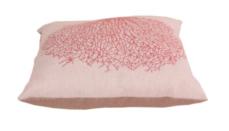Keten Polyester Kırmızı Kum Mercan Figürlü Dijital Baskı Dekoratif Yastık resmi