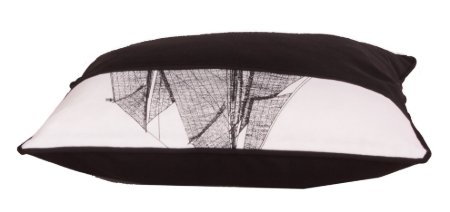 Koton Siyah Beyaz Patchwork Pupa Yelken Marine Dekoratif Yastık Kırlent Kılıfı resmi