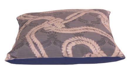 Polyester Koton Mavi Ekru Geometrik Halat Figürü Baskılı Dekoratif Yastık Kırlent Kılıfı resmi
