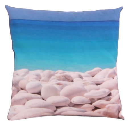 Polyester Koton Sahil Taşlar Dijital Baskı Dekoratif Yastık Kırlent Kılıfı resmi