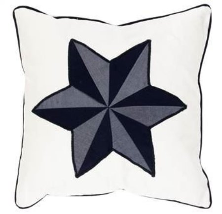 Yastıkminder Koton Beyaz Lacivert Yıldız Dekoratif Yastık Kılıfı resmi