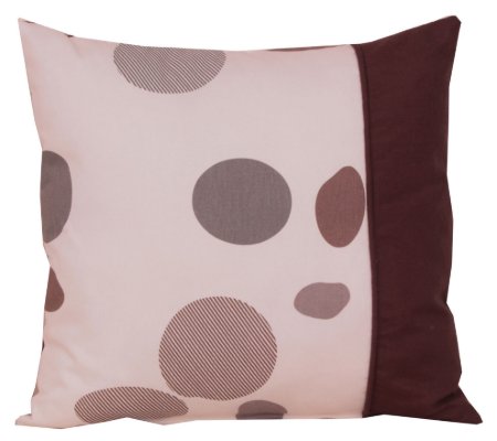 Koton Krem Kahve Gri Daireler patchwork Dekoratif Yastık Kılıfı resmi