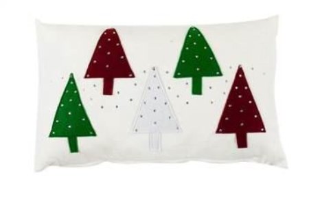 Yastıkminder Polyester Beyaz 5 Ağaç Aplıke Dekoratif Yastık resmi
