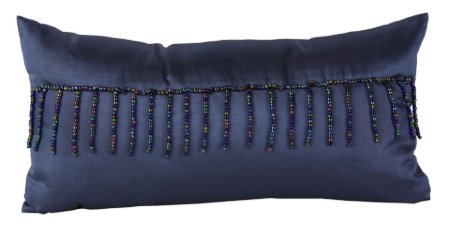 YASTIKMINDER TAFTA EL YAPIMI BONCUK PÜSKÜLLÜ LACİVERT GECE MAVİSİ BIBLO YASTIK resmi