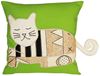 resm Yastıkminder Koton Yeşil Çizgili Kedi  Formunda Dekoratif Yastık