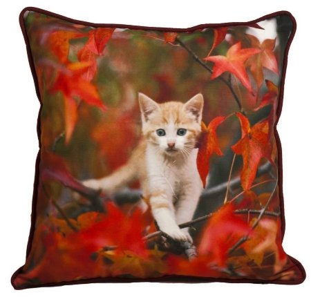 Yastıkminder Polyester Kumaş Dijital Baskı Sarı Kedi Baskılı Dekoratif Yastık resmi