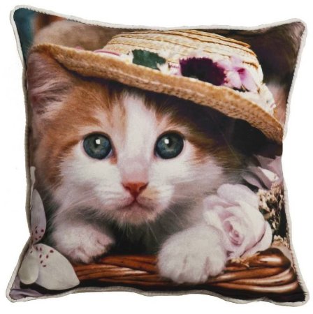 Yastıkminder Polyester Yavru Kedi Dijital Baskı Dekoratif Yastık Kılıfı resmi