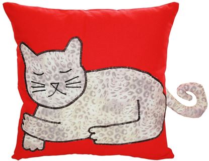 Resim Yastıkminder Koton Kırmızı Lopar Kedi Formunda Dekoratif Yastık