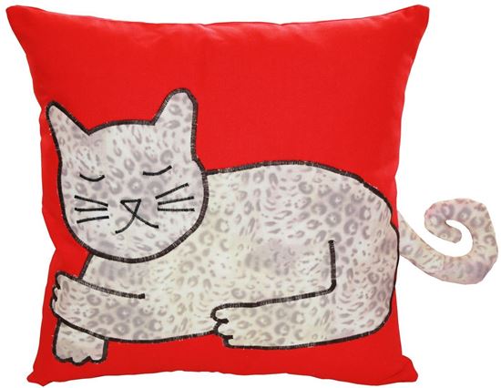 resm Yastıkminder Koton Kırmızı Lopar Kedi Formunda Dekoratif Yastık