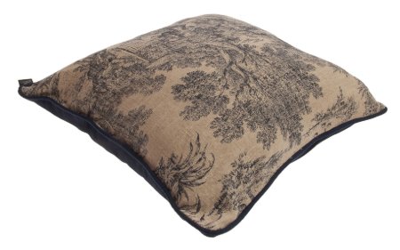 Yastıkminder Koton Keten Lacivert Kemik Toile Du Jouy Desen Dekoratif Yastık resmi
