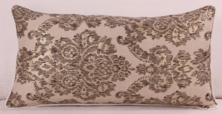 KOTON SİM DOKUMA SİYAH EKRU DAMASK DESEN DEKORATİF YASTIK KILIFI resmi