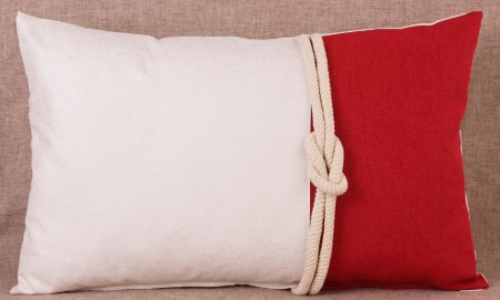 KOTON KIRMIZI BEYAZ HALAT KEMERLİ MARİNE YASTIKLAR KILIFI resmi